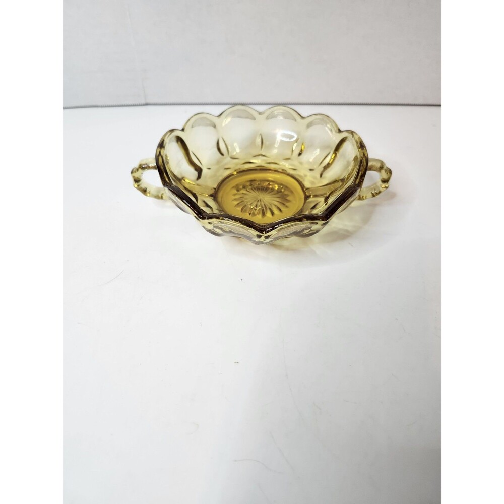Amber Depression Glass Candy Dish Vintage